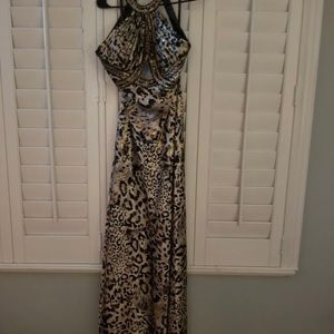 Leopard floor length prom dress